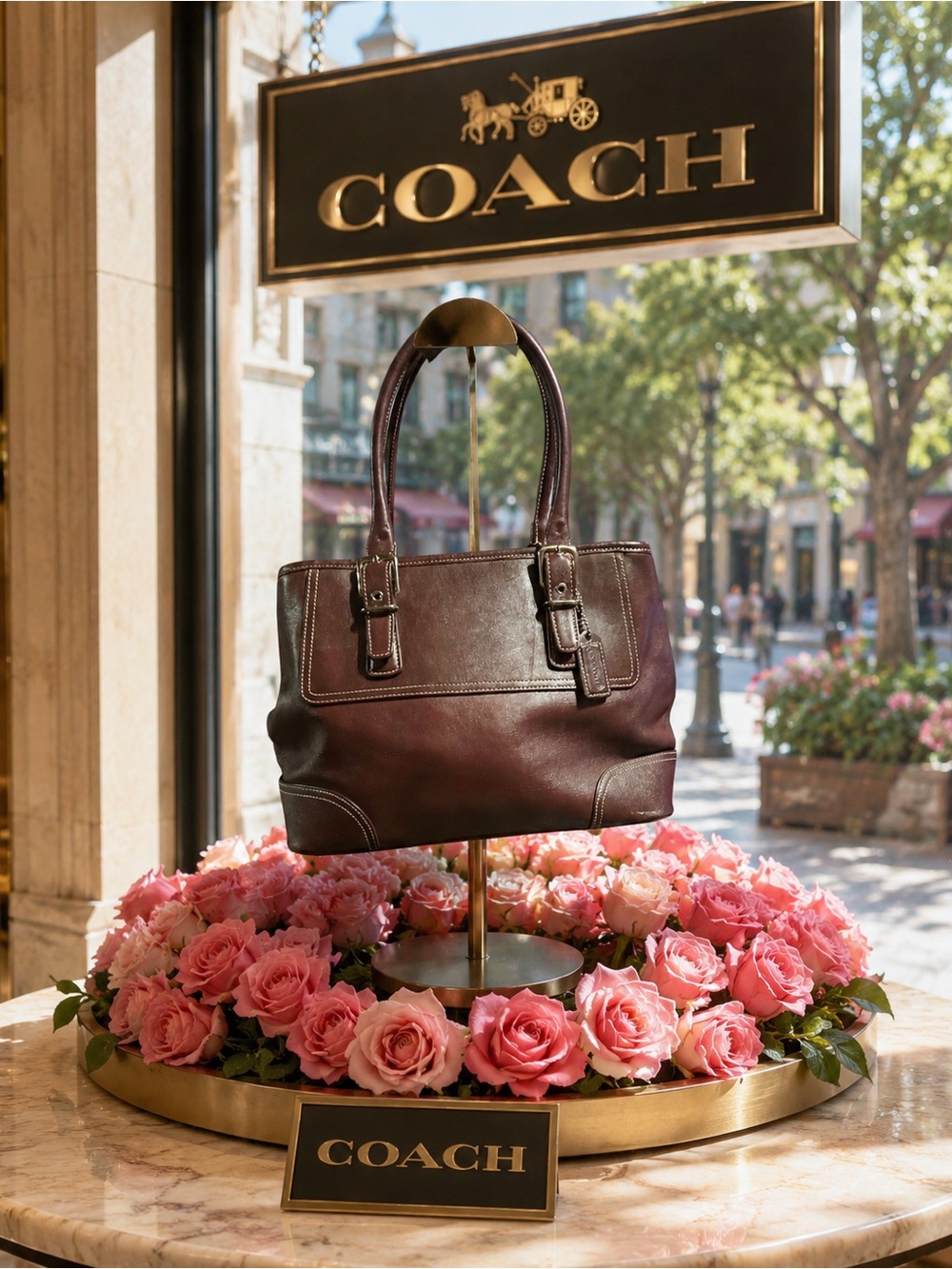 Coach Leather Tote in Deep brown